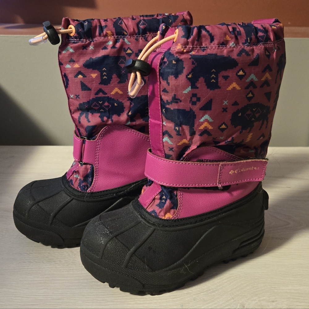 Columbia Girls Pink Snow Boots Animal Print